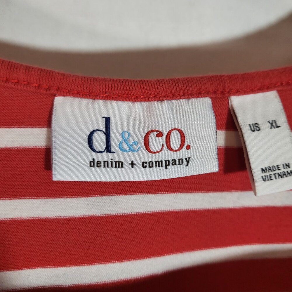 d&co Women's Striped Square Neck Top Size XL Red/White Stripes - Picture 5 of 7